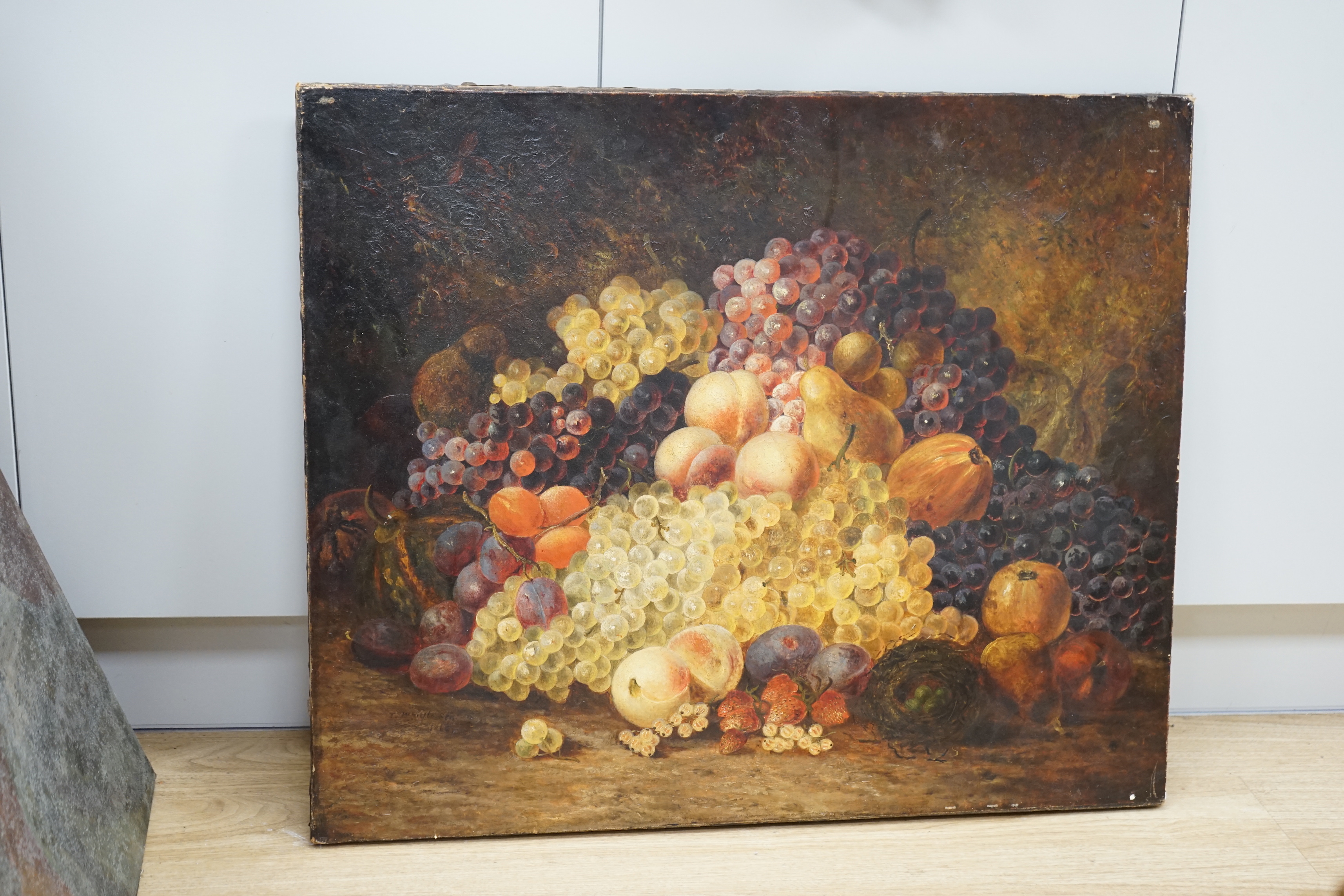 Thomas Whittle Snr. (1803 - 1887) oil on canvas, Still life of fruit, signed and dated 1866, unframed, 64 x 76cm